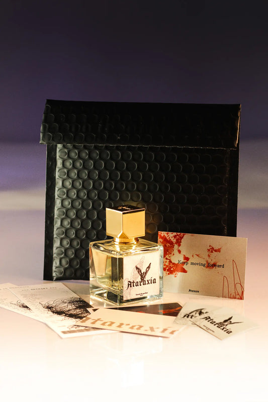 Ataraxia's Vestibule perfume bottle with its packaging